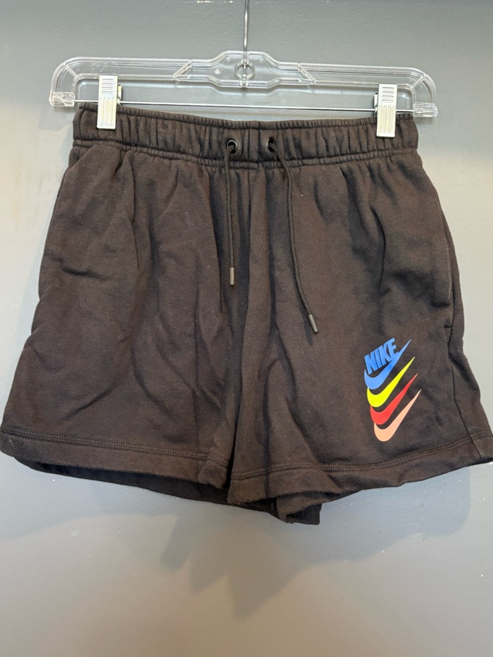 Nike Black Women's Athletic Shorts with Multicolor Swoosh